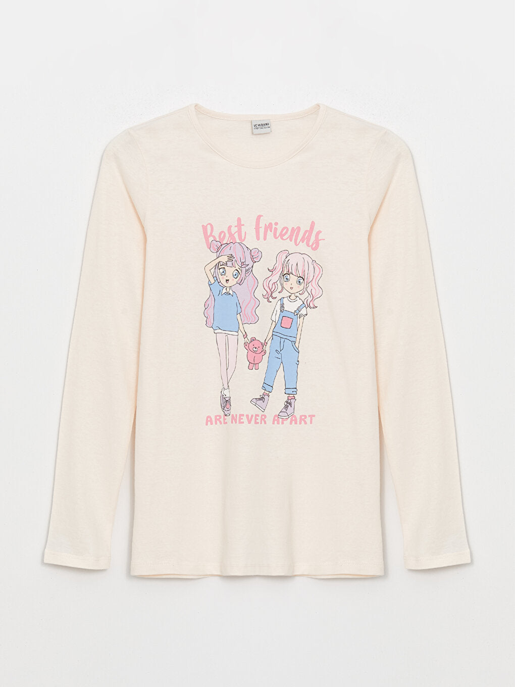 Crew Neck Printed Long Sleeve Girls' T-Shirt