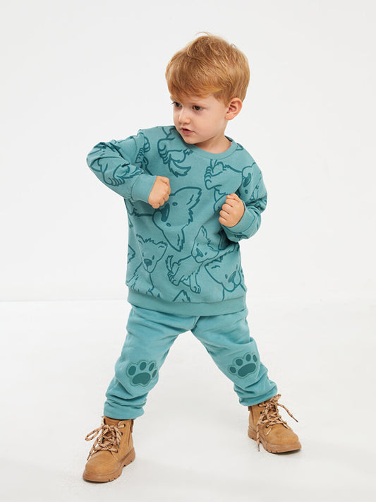 Printed Baby Boy Tracksuit Bottom with Elastic Waist