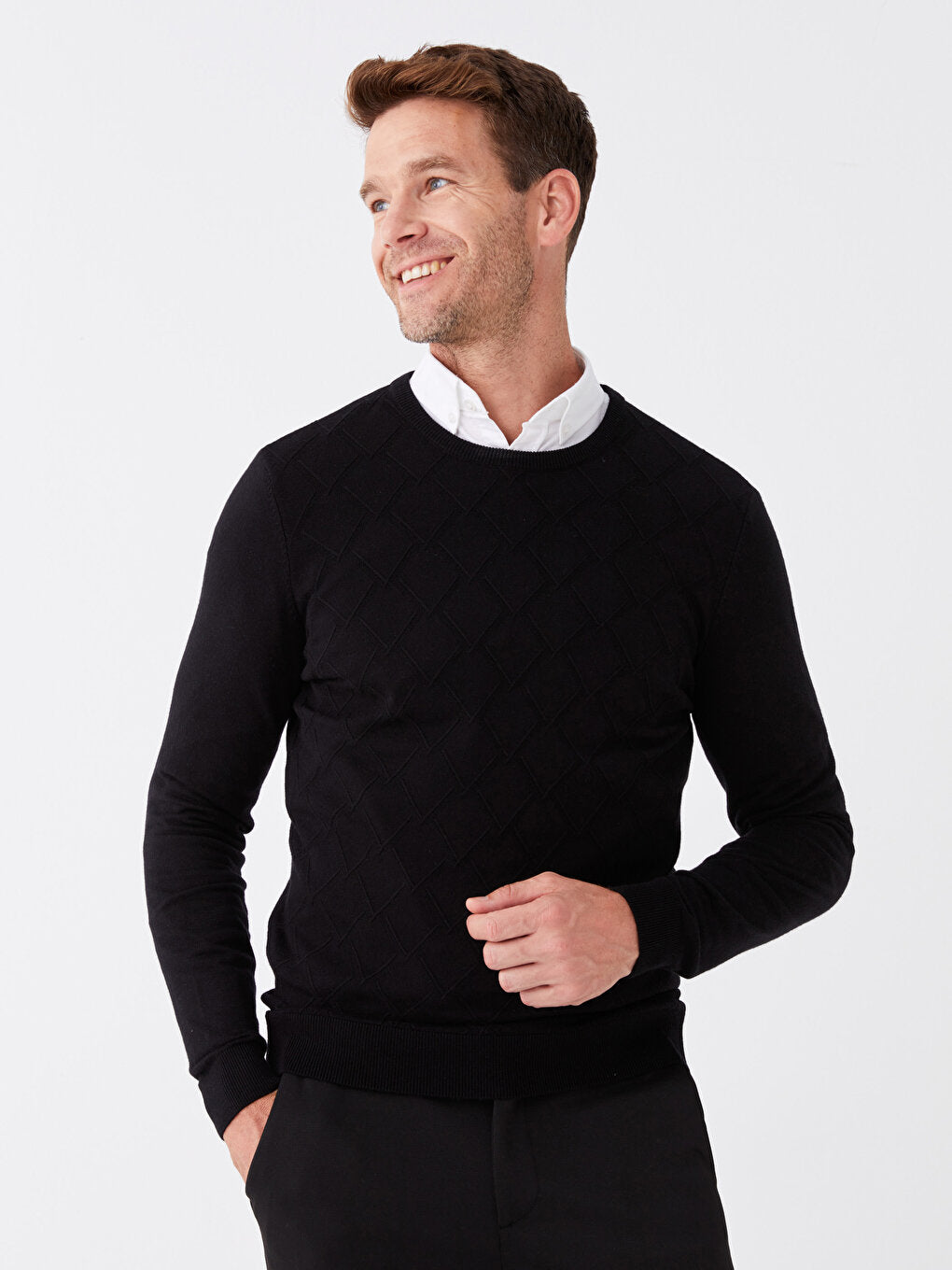 Crew Neck Long Sleeve Men's Knitwear Sweater