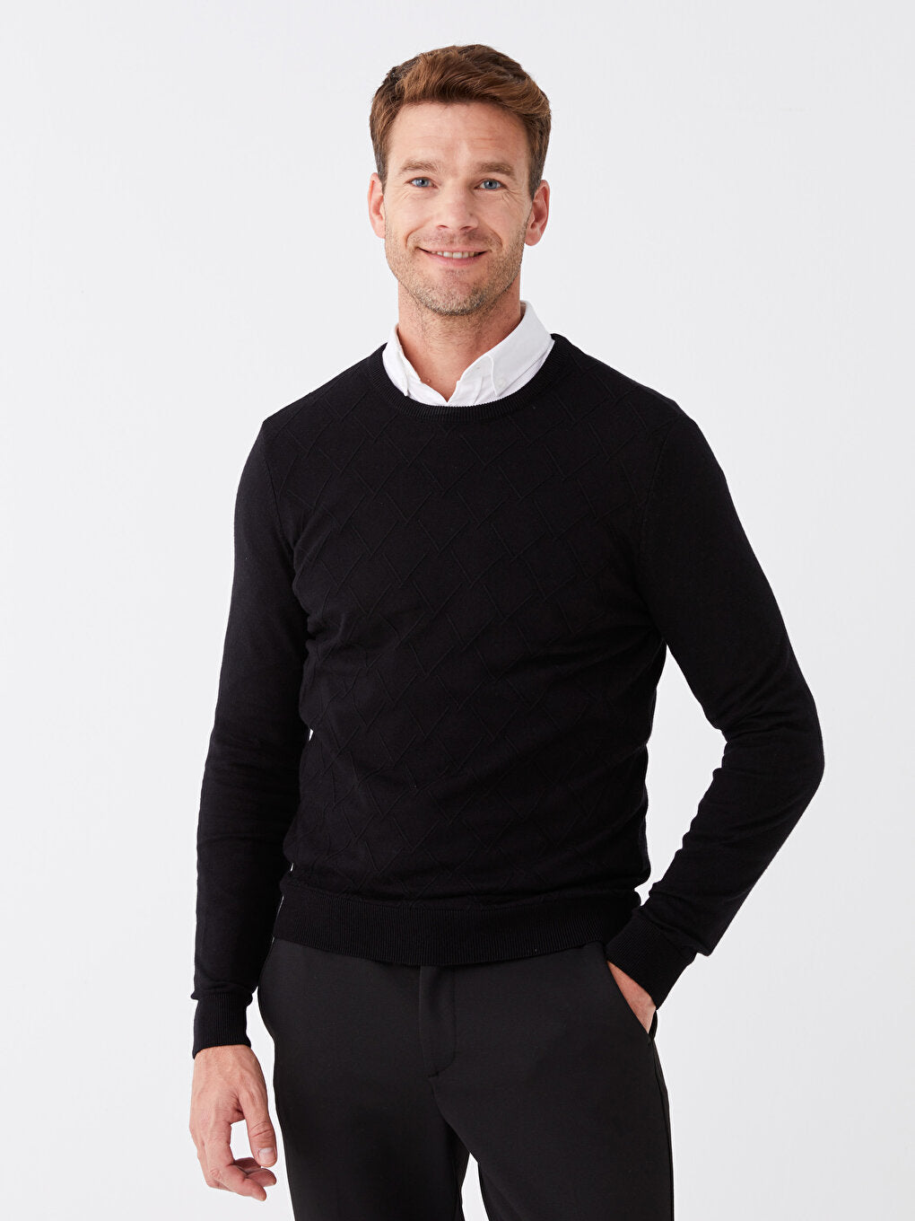 Crew Neck Long Sleeve Men's Knitwear Sweater