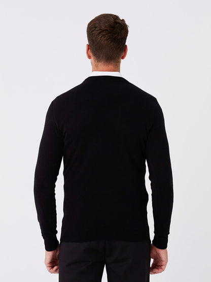 Crew Neck Long Sleeve Men's Knitwear Sweater