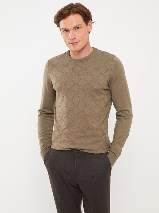 Crew Neck Long Sleeve Men's Knitwear Sweater