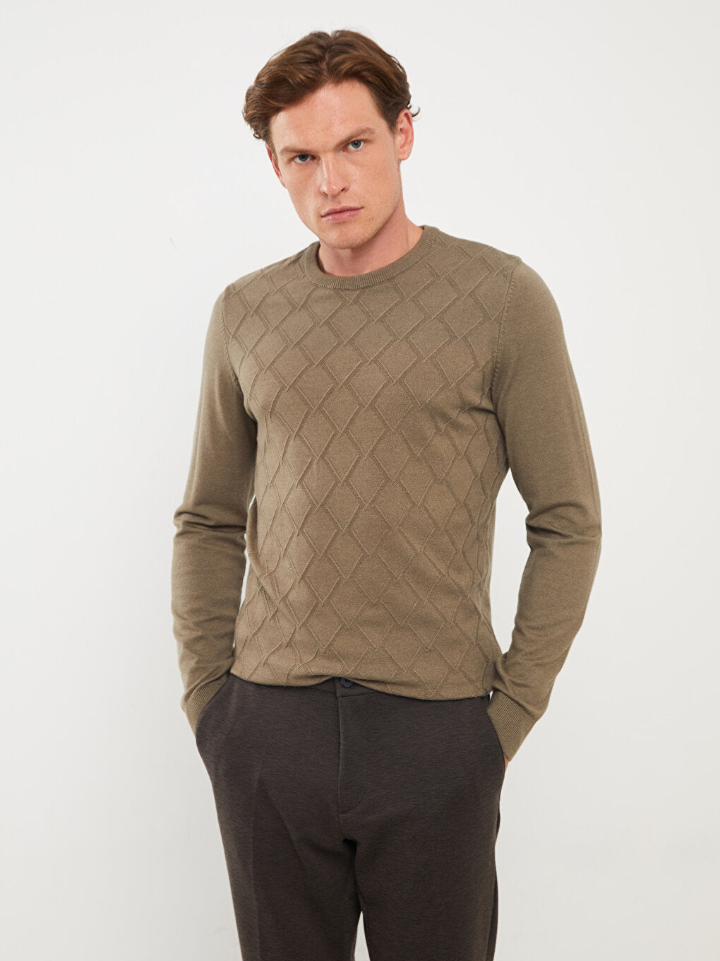 Crew Neck Long Sleeve Men's Knitwear Sweater