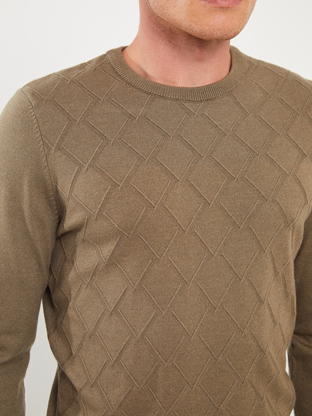 Crew Neck Long Sleeve Men's Knitwear Sweater