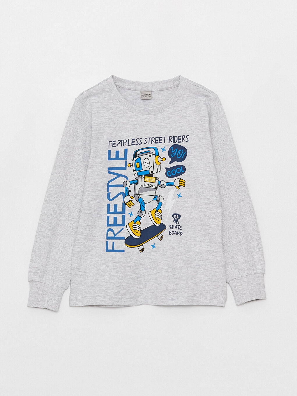 Crew Neck Printed Long Sleeve Boys' Pajama Set