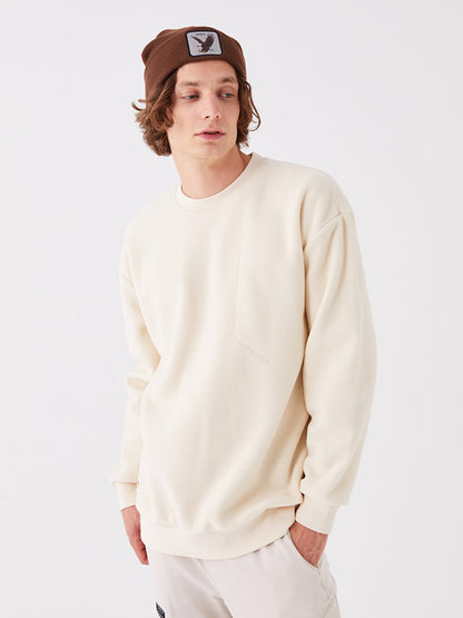 Crew Neck Long Sleeve Fleece Men's Sweatshirt