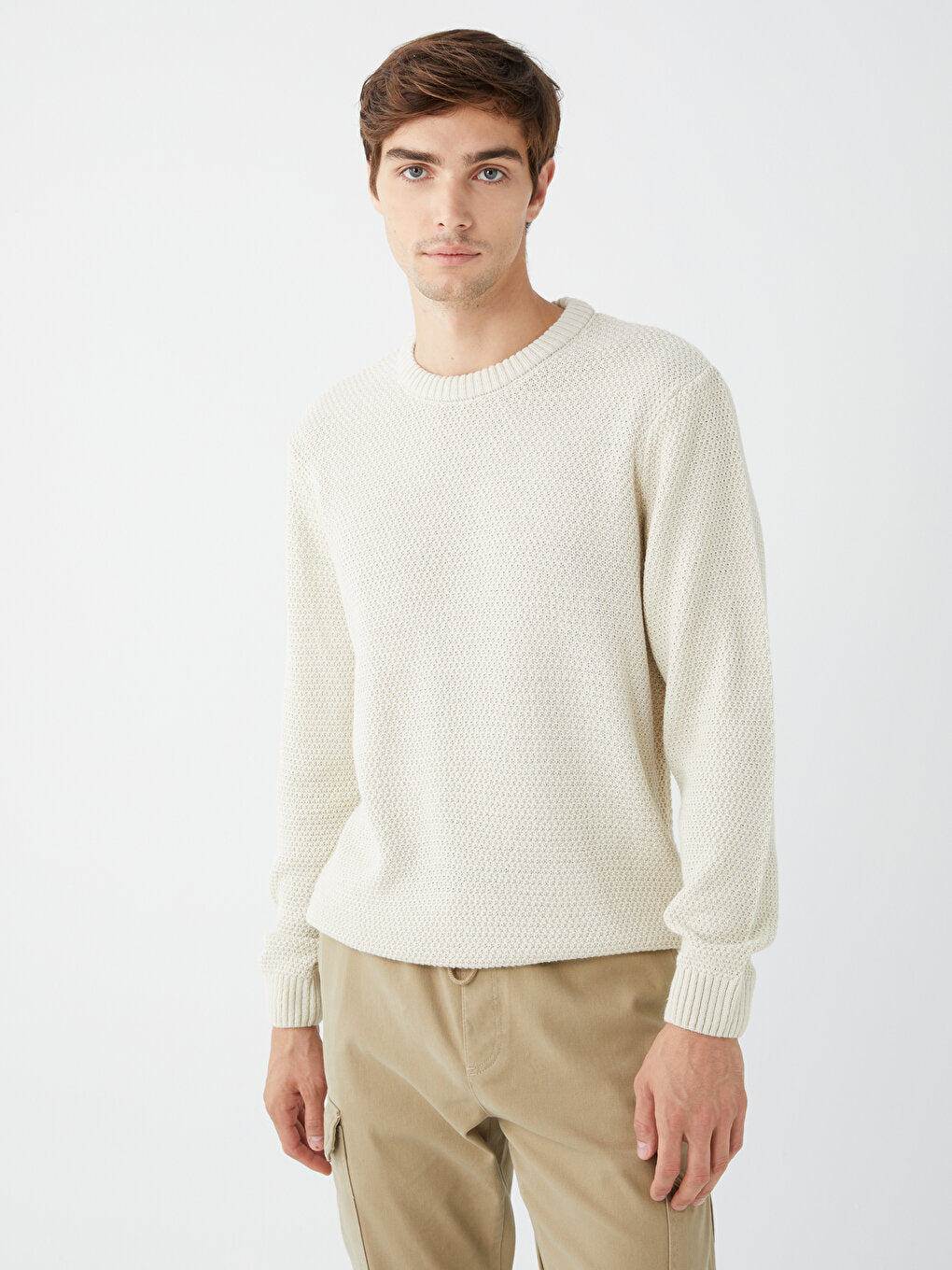 Crew Neck Long Sleeve Men's Knitwear Sweater