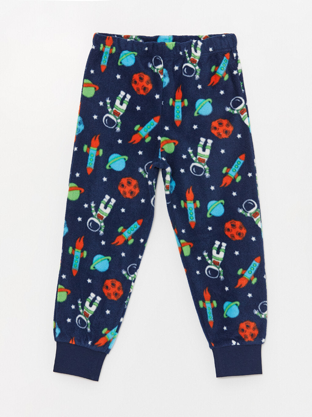 Crew Neck Printed Long Sleeve Fleece Boys' Pajama Set