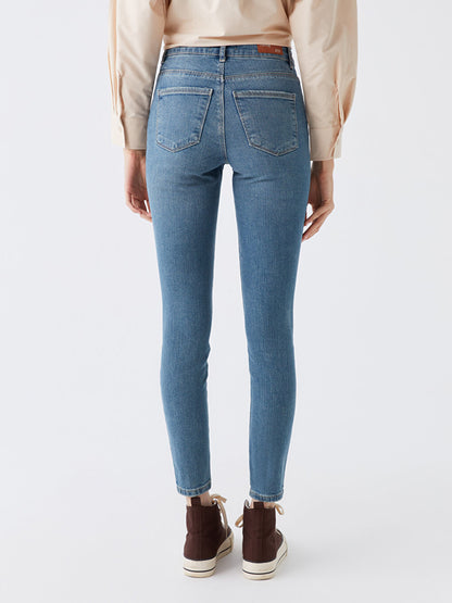 High Waist Skinny Fit Women's Jean Trousers