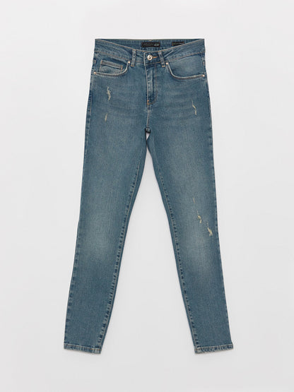 High Waist Skinny Fit Women's Jean Trousers