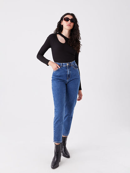 High Waist Mom Fit Women's Jean Trousers