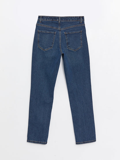 High Waist Straight Fit Women's Jean Trousers