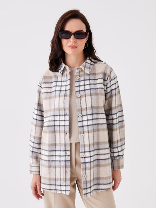 Plaid Long Sleeve Women's Shirt Jacket