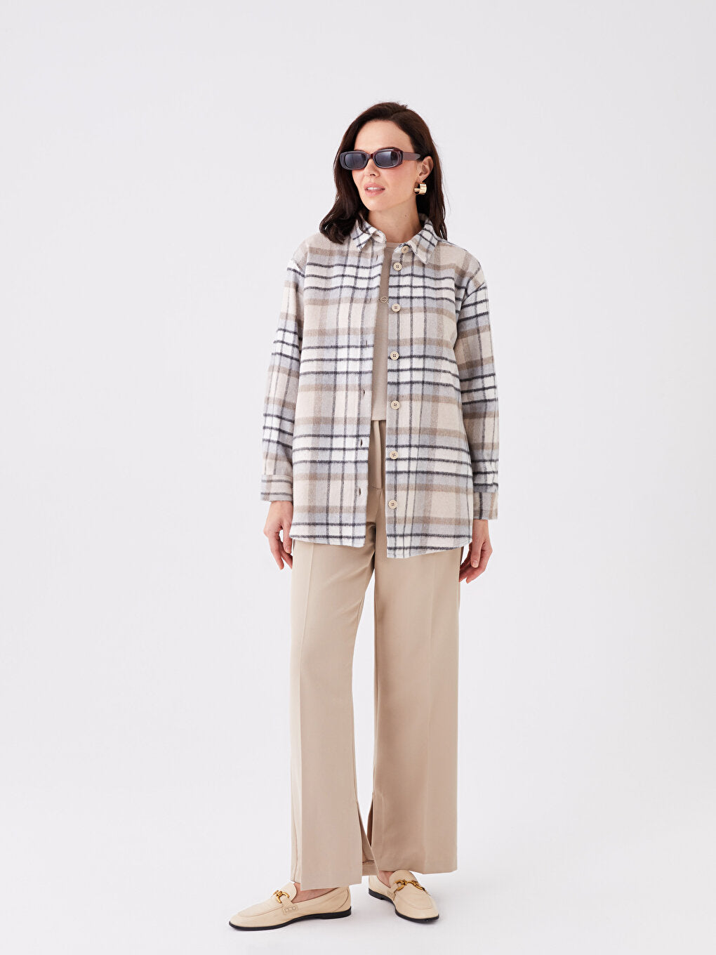 Plaid Long Sleeve Women's Shirt Jacket