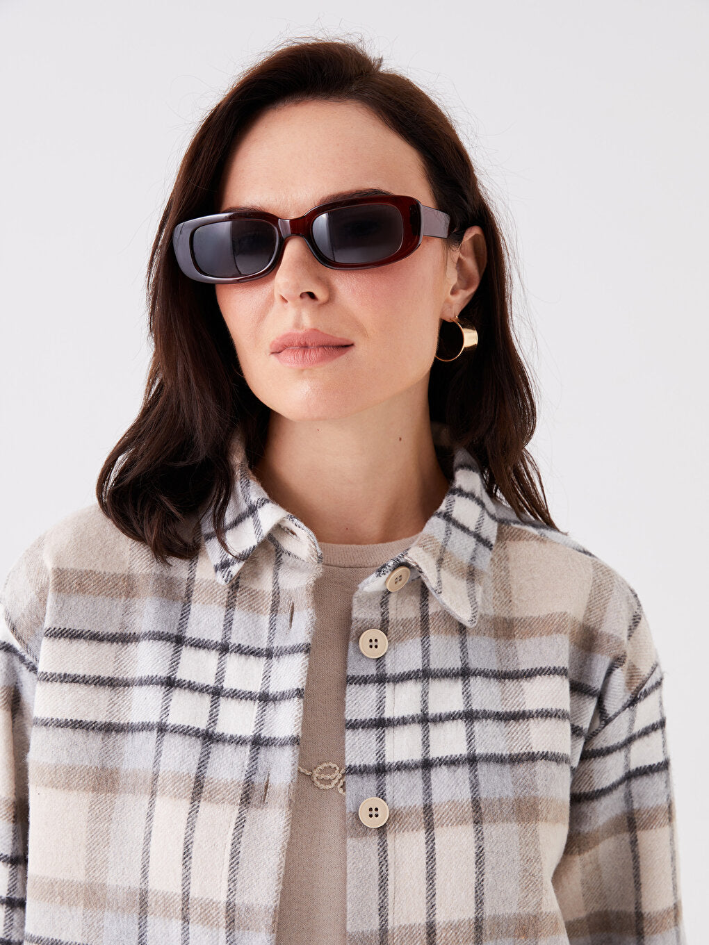 Plaid Long Sleeve Women's Shirt Jacket