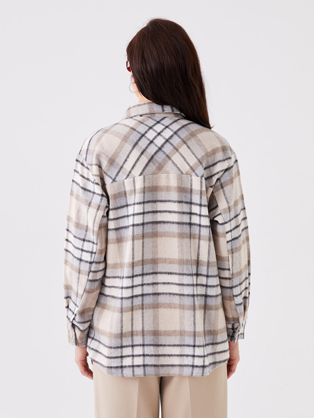 Plaid Long Sleeve Women's Shirt Jacket