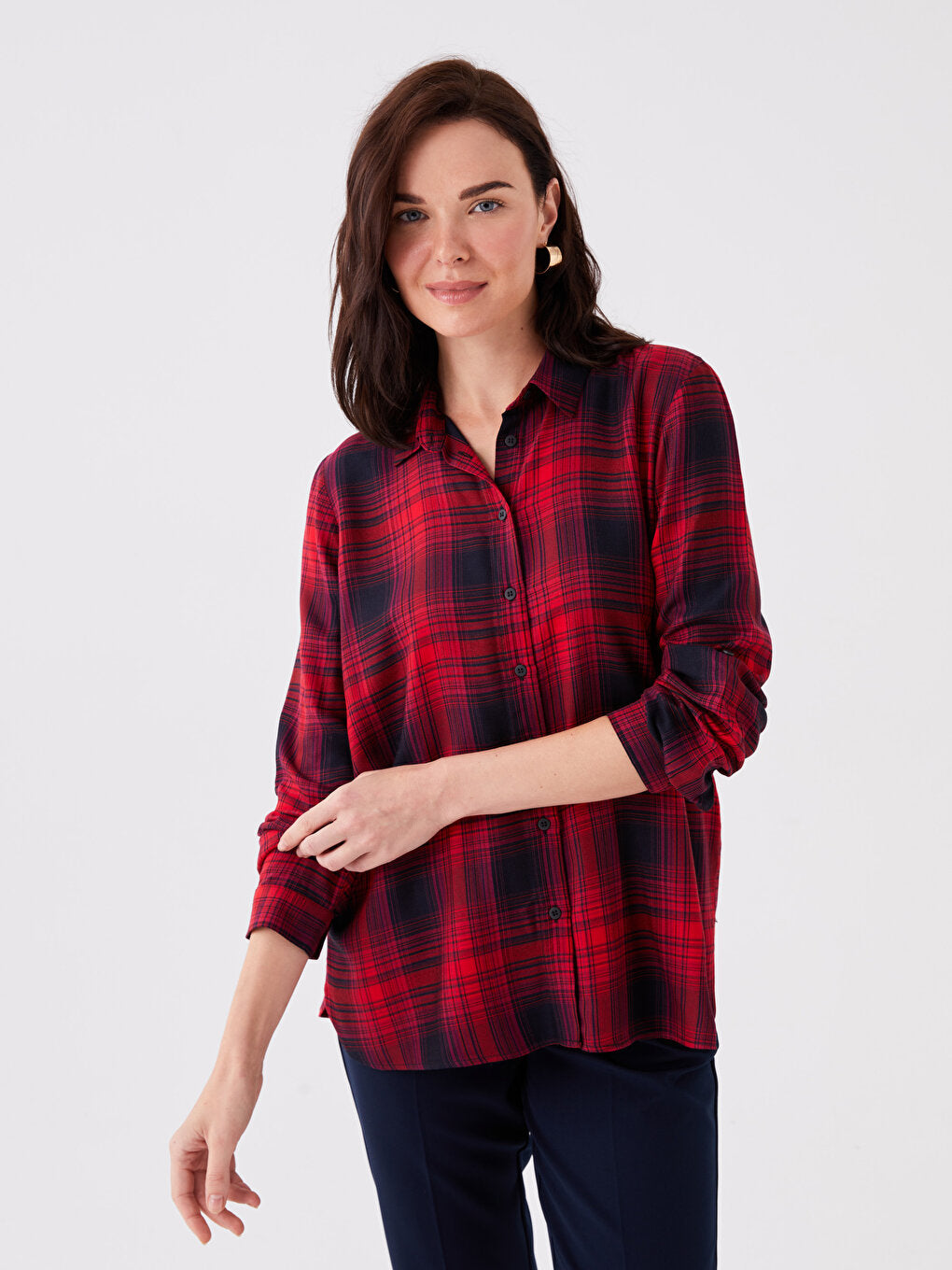 Plaid Long Sleeve Women's Shirt Tunic