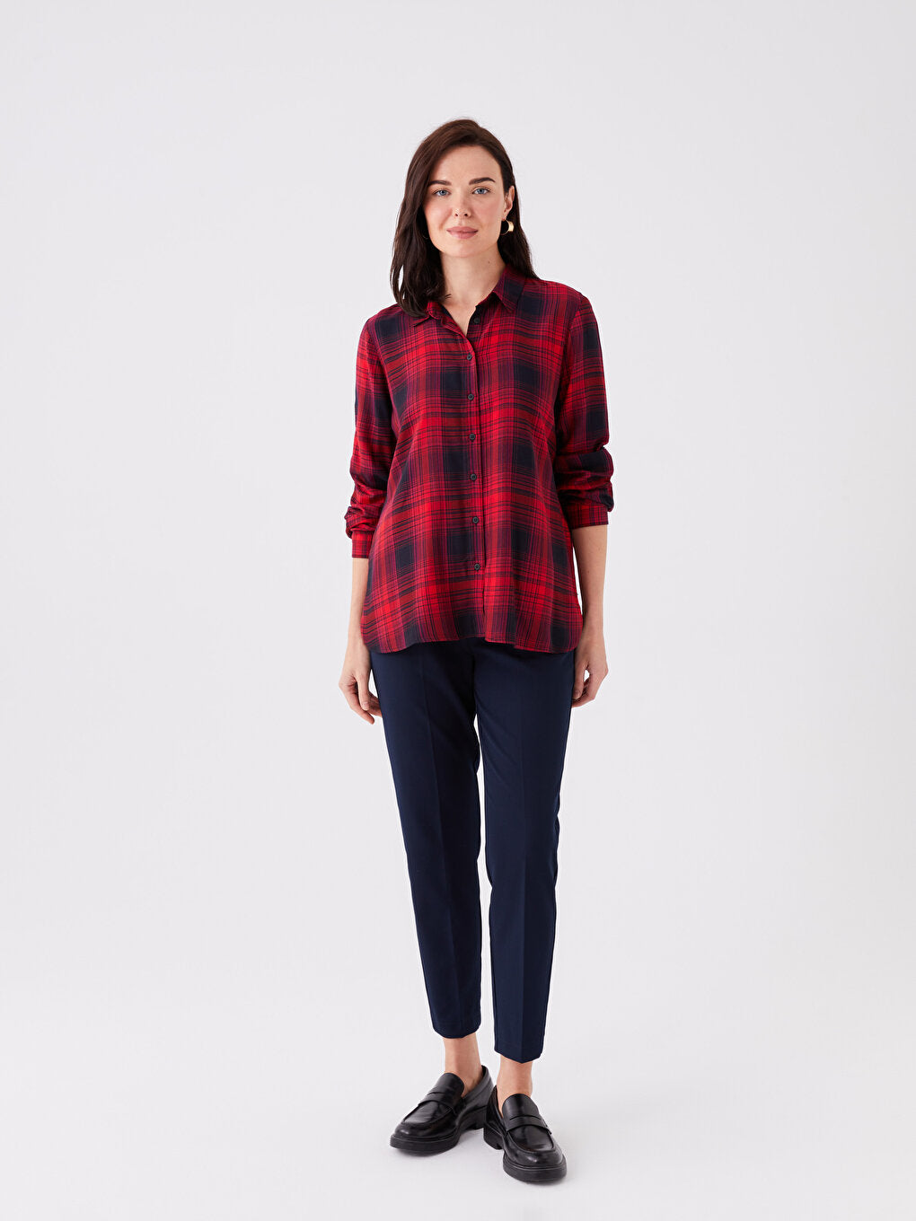 Plaid Long Sleeve Women's Shirt Tunic