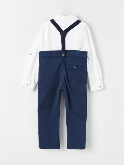 Baby Boy Pants Shirt Bow Tie and Trouser Suspenders Set of 4