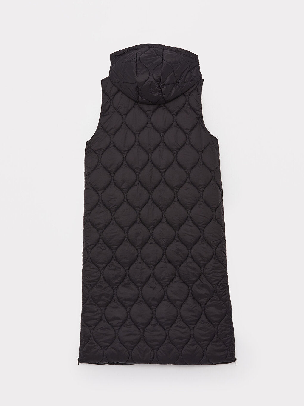 Hooded Self-Patterned Women's Puffer Vest