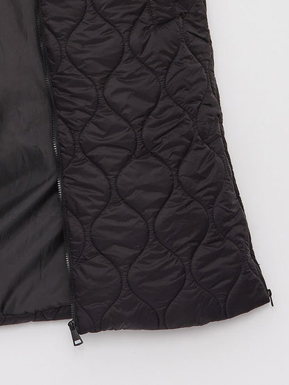 Hooded Self-Patterned Women's Puffer Vest