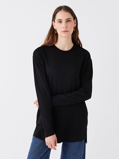 Crew Neck Plain Long Sleeve Women's Tunic