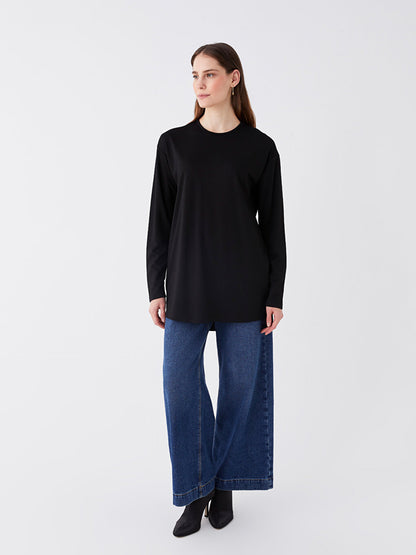 Crew Neck Plain Long Sleeve Women's Tunic