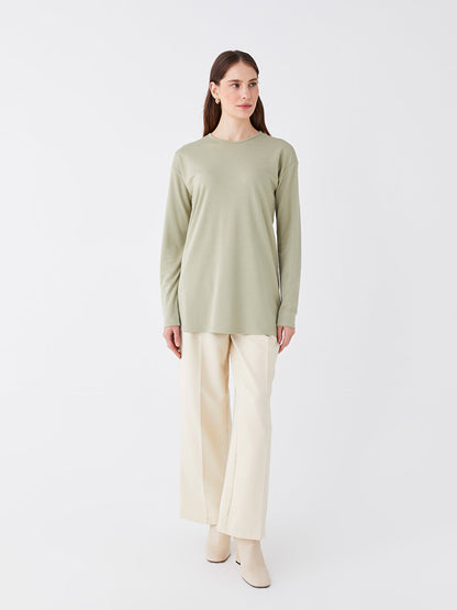 Crew Neck Plain Long Sleeve Women's Tunic