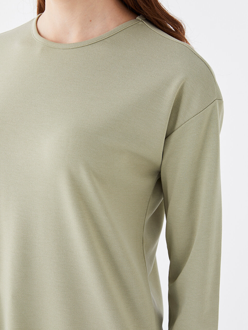 Crew Neck Plain Long Sleeve Women's Tunic