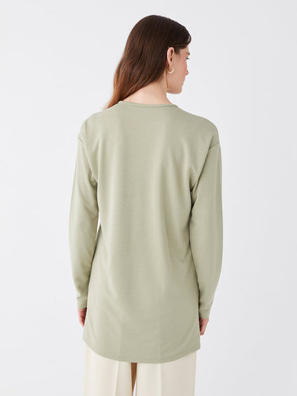 Crew Neck Plain Long Sleeve Women's Tunic