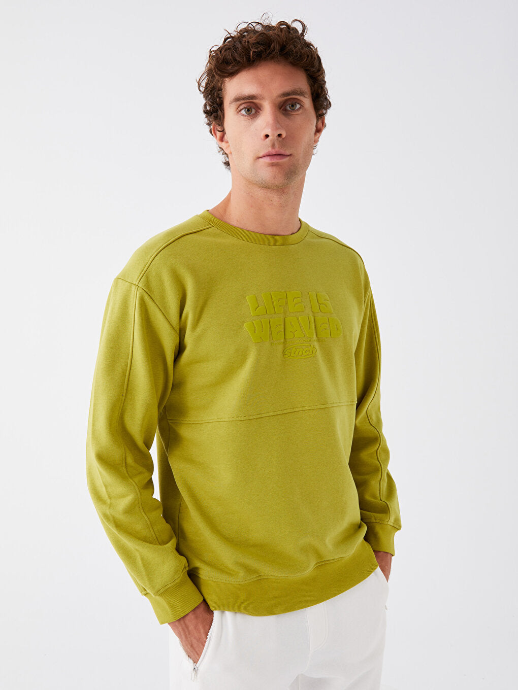 Crew Neck Long Sleeve Printed Men's Sweatshirt