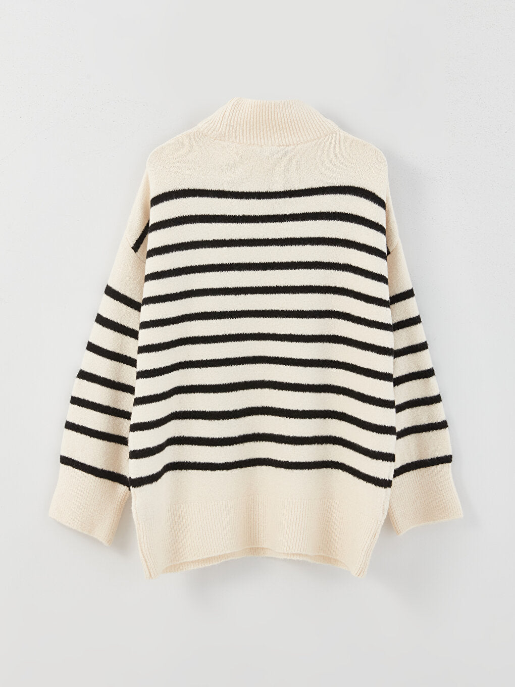 Turtleneck Striped Long Sleeve Oversize Women's Knitwear Sweater