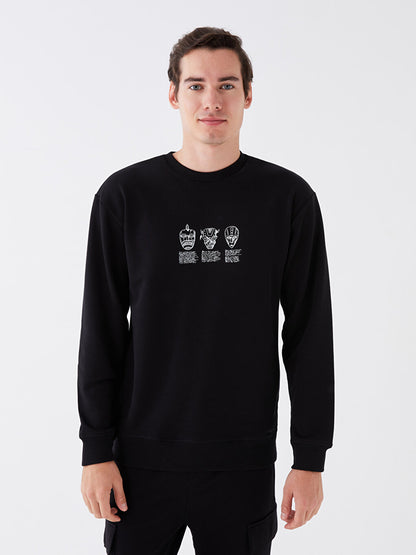 Crew Neck Long Sleeve Printed Men's Sweatshirt