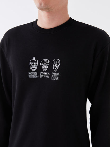 Crew Neck Long Sleeve Printed Men's Sweatshirt