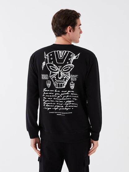 Crew Neck Long Sleeve Printed Men's Sweatshirt