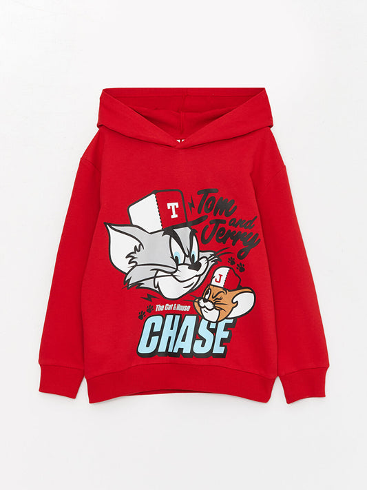 Tom and Jerry Printed Long Sleeve Boys Hoodie