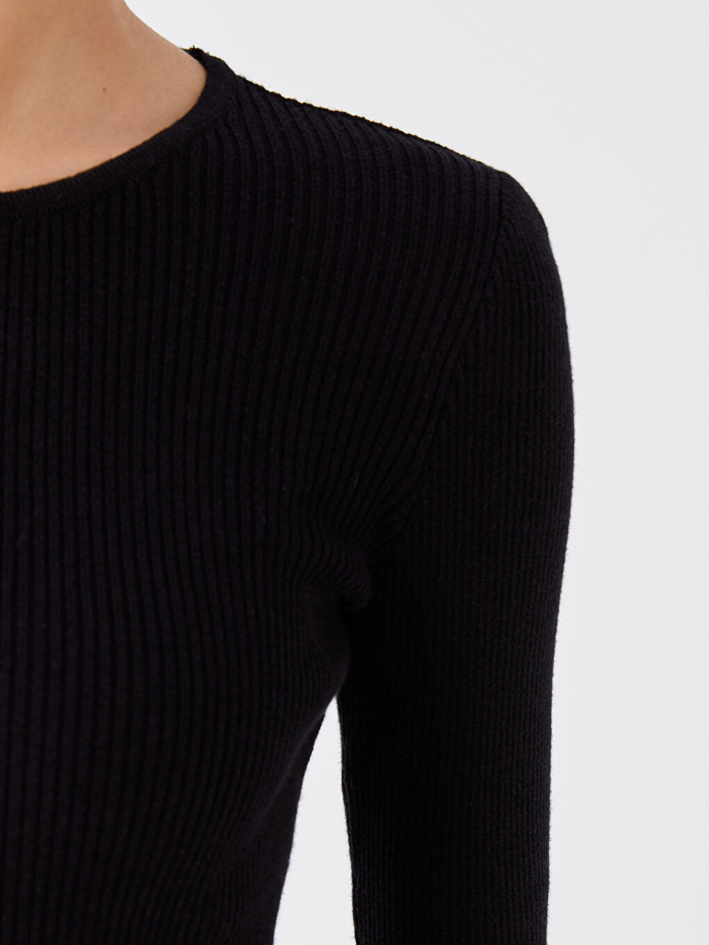 Crew Neck Plain Long Sleeve Women's Knitwear Sweater