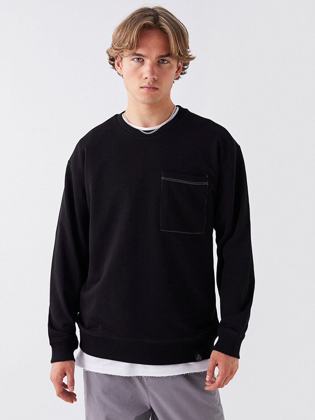 Crew Neck Long Sleeve Printed Men's Sweatshirt