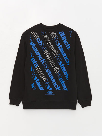 Crew Neck Long Sleeve Printed Men's Sweatshirt