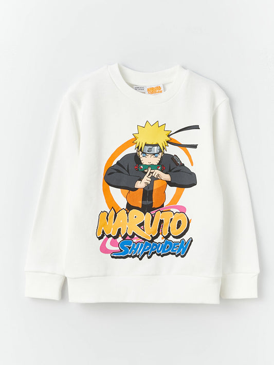 Crew Neck Naruto Printed Long Sleeve Boy's Sweatshirt