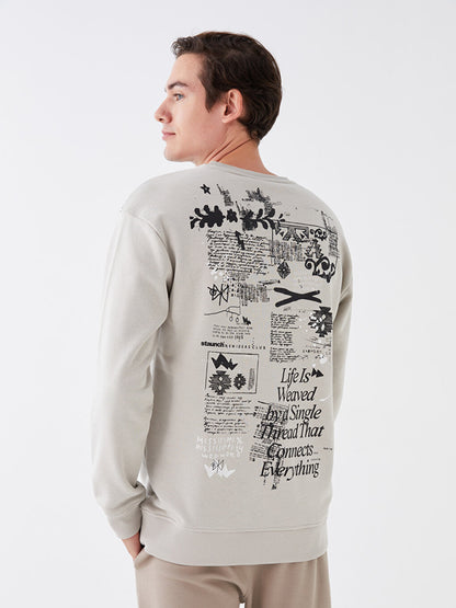 Crew Neck Long Sleeve Printed Men's Sweatshirt