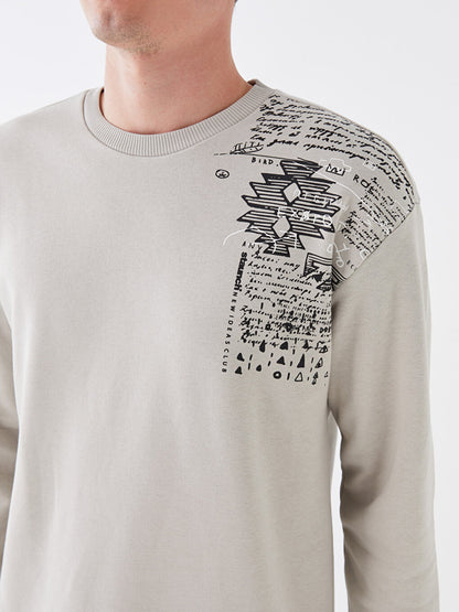 Crew Neck Long Sleeve Printed Men's Sweatshirt