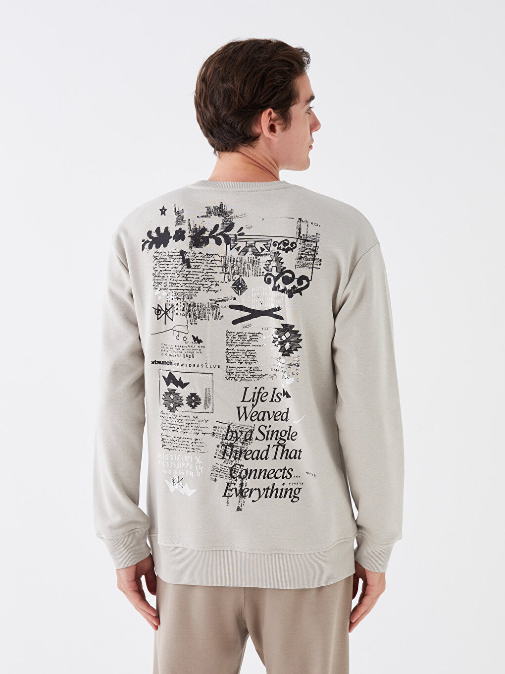 Crew Neck Long Sleeve Printed Men's Sweatshirt