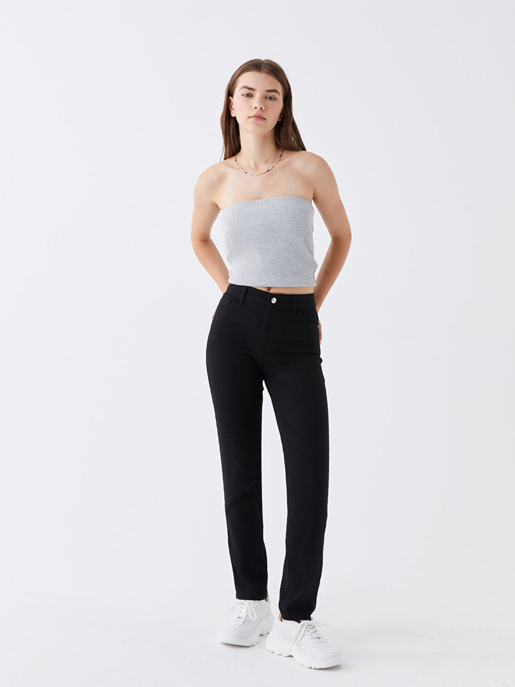 High Waist Slim Fit Women's Jean Trousers