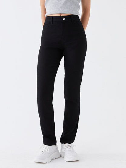 High Waist Slim Fit Women's Jean Trousers