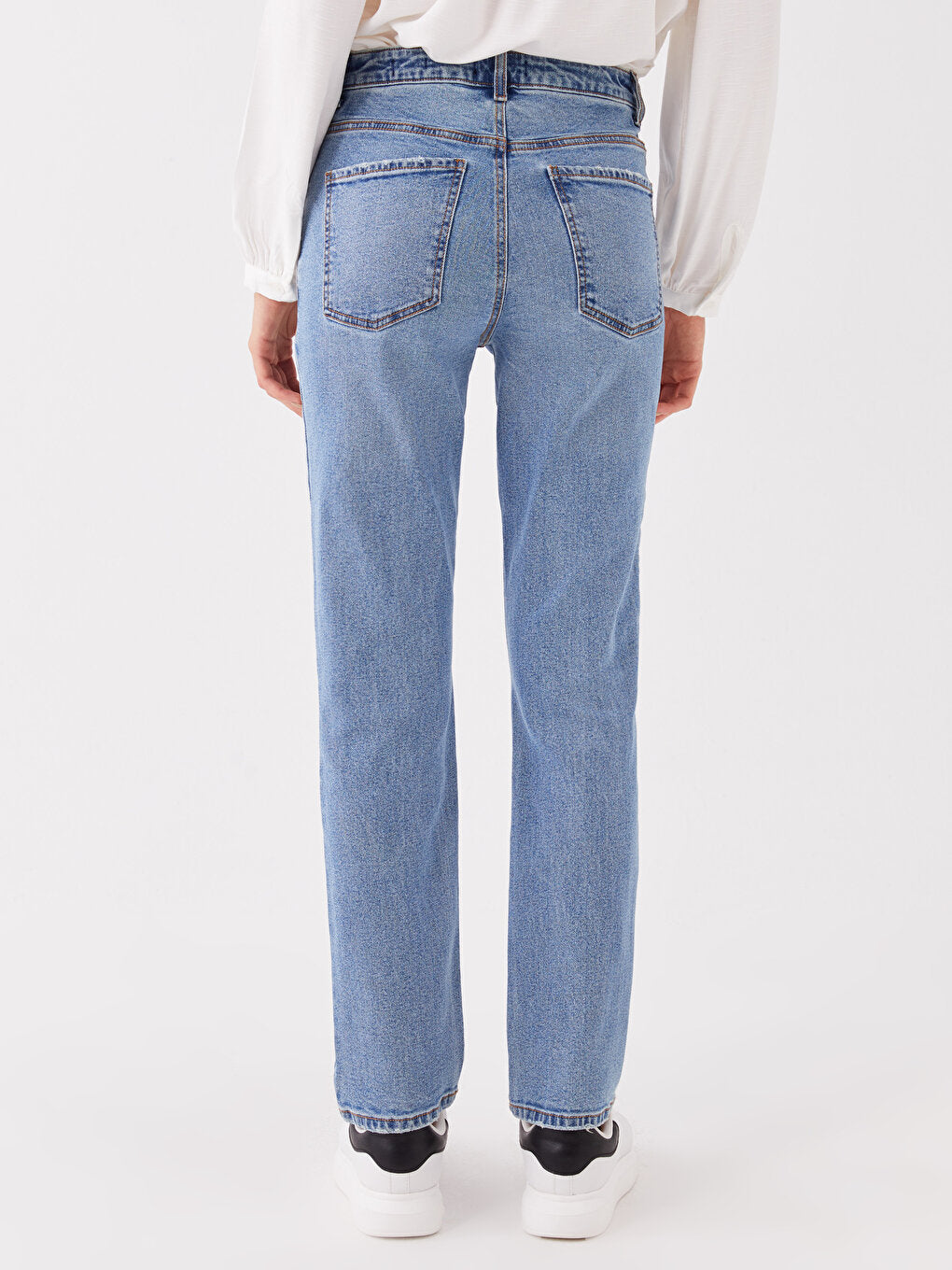 High Waist Straight Fit Women's Jean Trousers