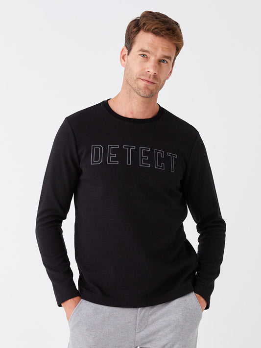 Crew Neck Long Sleeve Printed Men's Sweatshirt