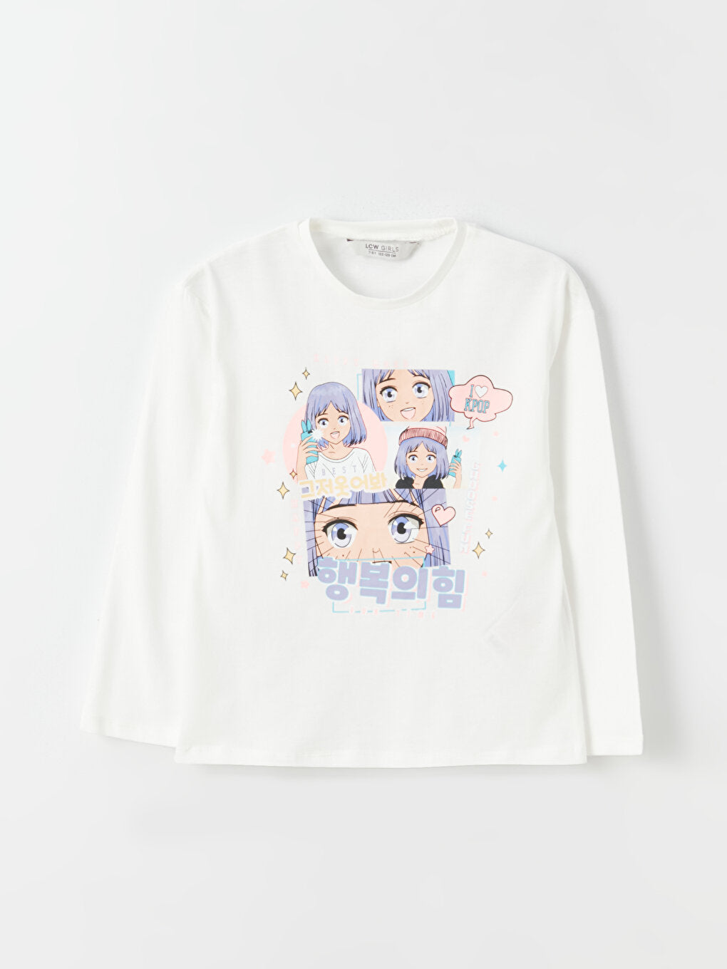 Crew Neck Printed Long Sleeve Girl's T-Shirt