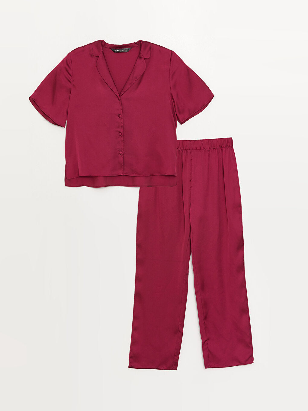 Shirt Collar Plain Short Sleeve Women's Pajama Set