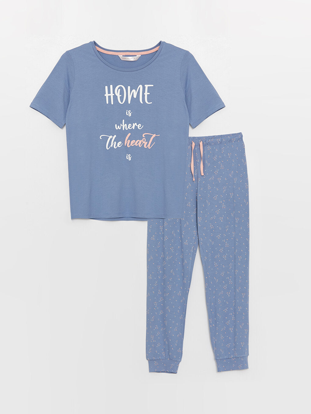 Crew Neck Printed Short Sleeve Women's Pajama Set